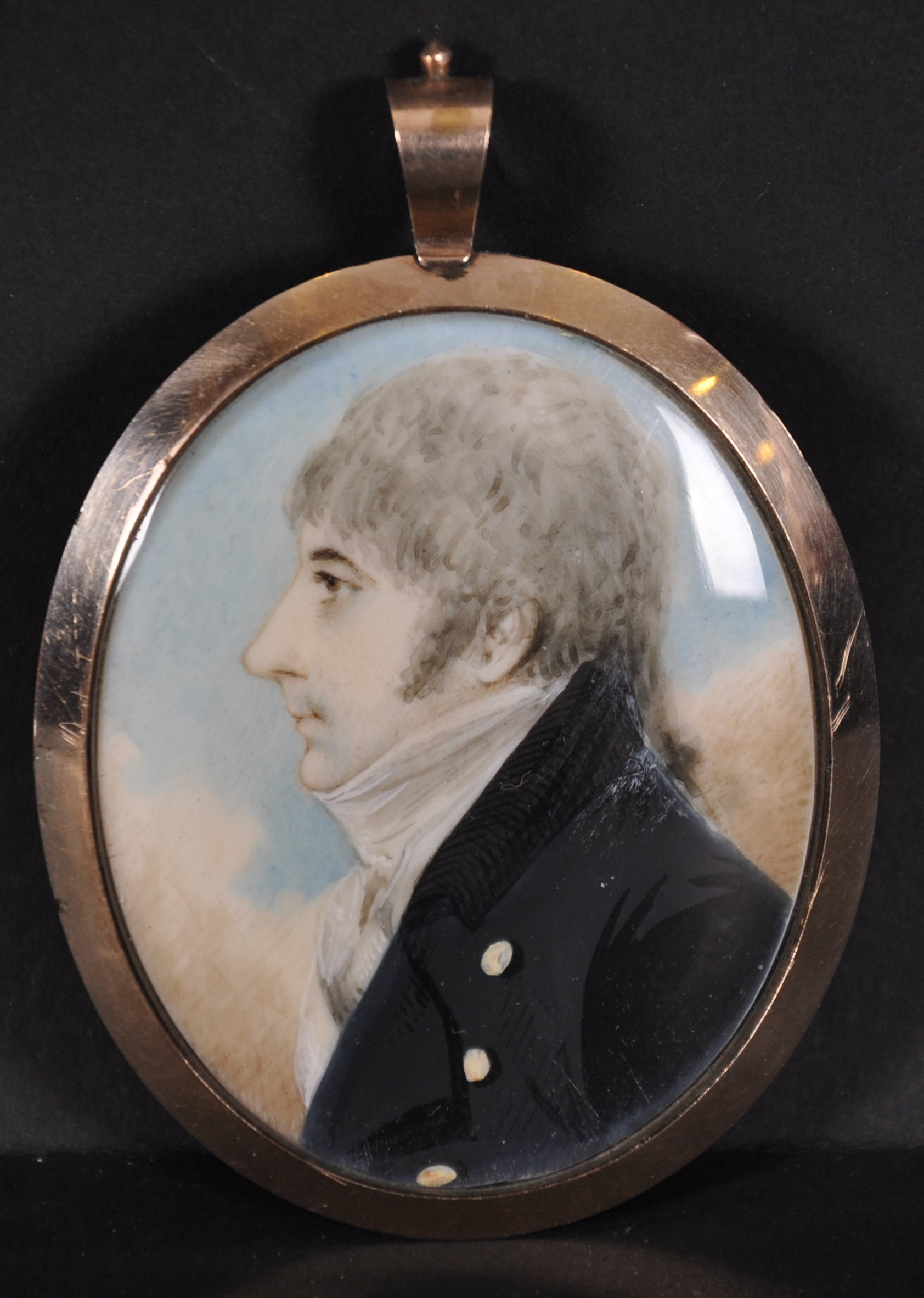 Early 19th Century English School. Portrait of a Gentleman in Profile, Miniature, with plaited - Image 2 of 3