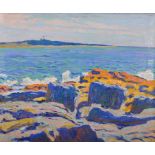 Allen Tucker (1866-1939) American. “Sea and Rocks, View of Baker’s Island, Salem Massachusetts”, Oil