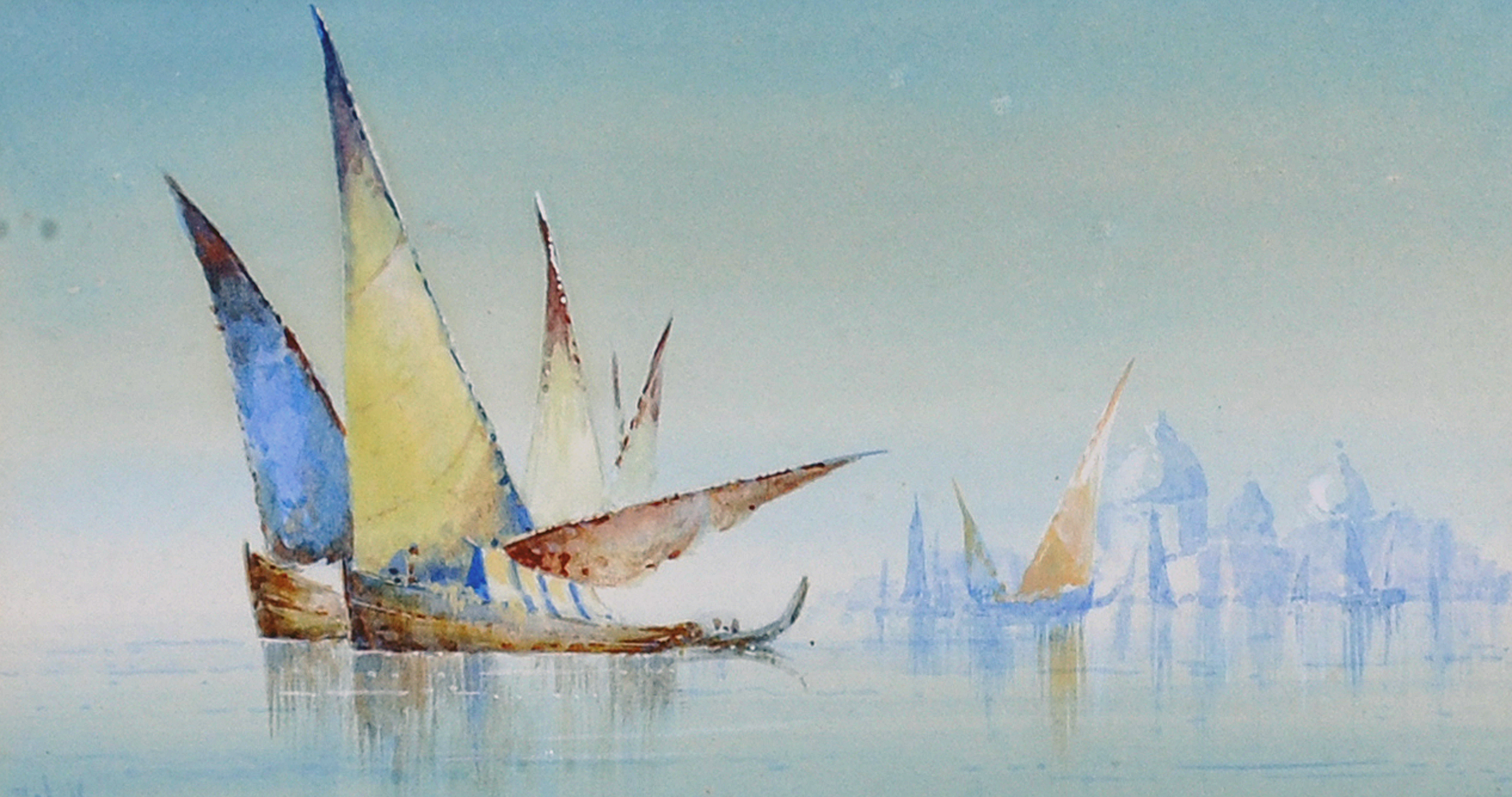 William Knox (1862-1925) British. A Venetian Scene with Sailing Boats, Watercolour, Signed, 4” x 7.