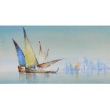 William Knox (1862-1925) British. A Venetian Scene with Sailing Boats, Watercolour, Signed, 4” x 7.