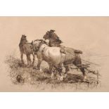 Thomas Blinks (1860-1912) British. A Plough Team, Etching, Signed in Pencil, 9” x 13” (23 x 33cm)