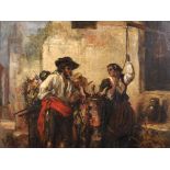 Thomas Kent Pelham (act.1860-1891) British. ‘A Spanish Serenade’, Oil on Canvas, Signed, 18” x