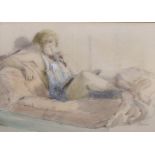 Anthony Devas (1911-1958) British. “Model Reclining”, Pencil and Watercolour, Signed, and