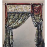19th Century English School. A Curtain Design, Watercolour and Bodycolour, 16” x 14.25” (40.8 x 36.