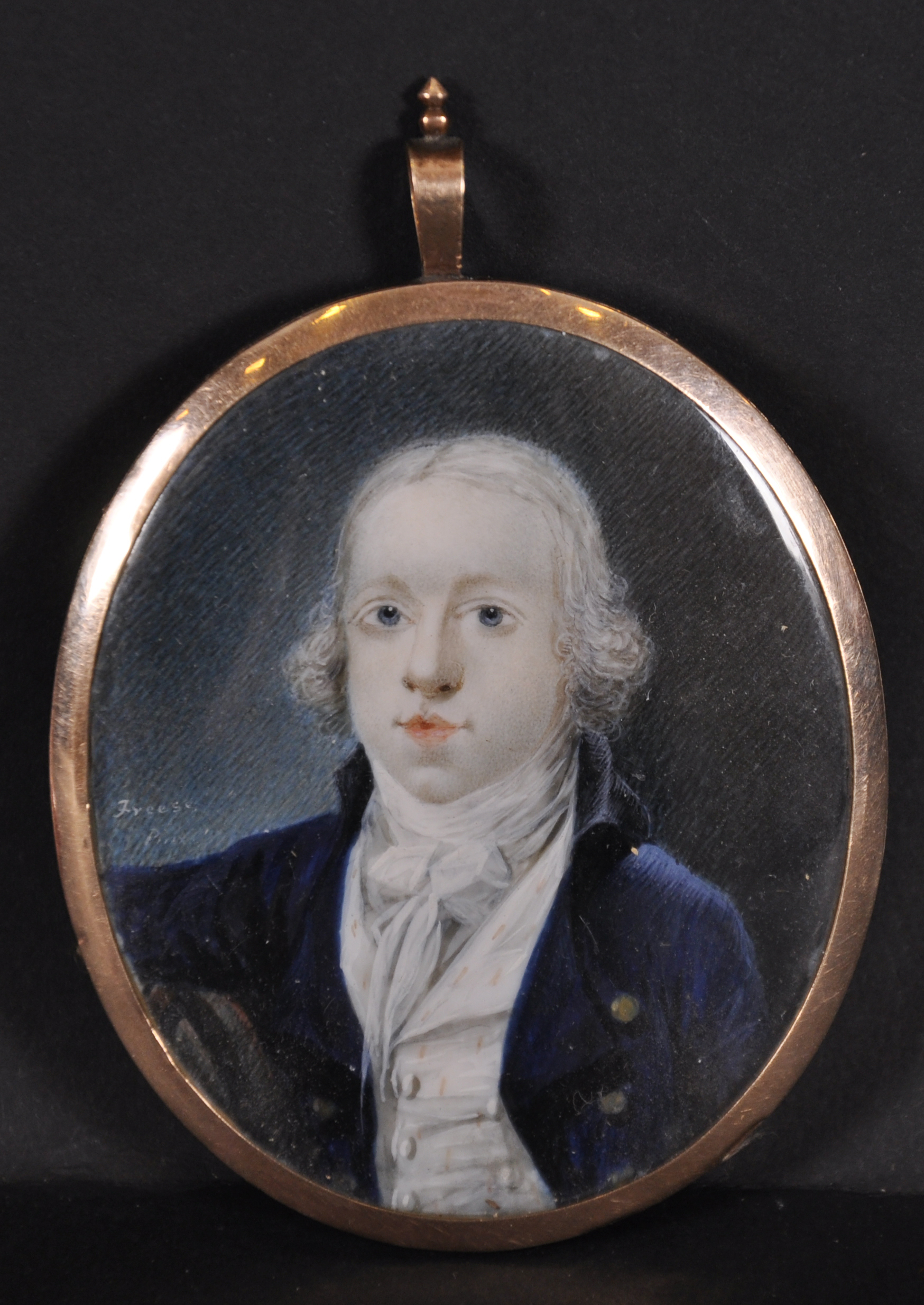 Nicholas Freese (act.1794-1814) British. Portrait of a Young Gentleman, Miniature, Signed, with - Image 2 of 3