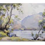 Robert Leslie Howey (1900-1981) British. “Derwent Water”, A River Landscape, Watercolour, Signed,
