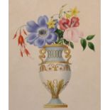 Early 19th Century English School. Still Life of Flowers in a Bowl, Watercolour, 5” x 6.25” (12.7