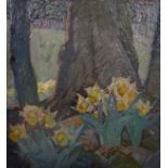 Attributed to David Jagger (1891-1958) British. Daffodils in the Undergrowth, Oil on Canvas