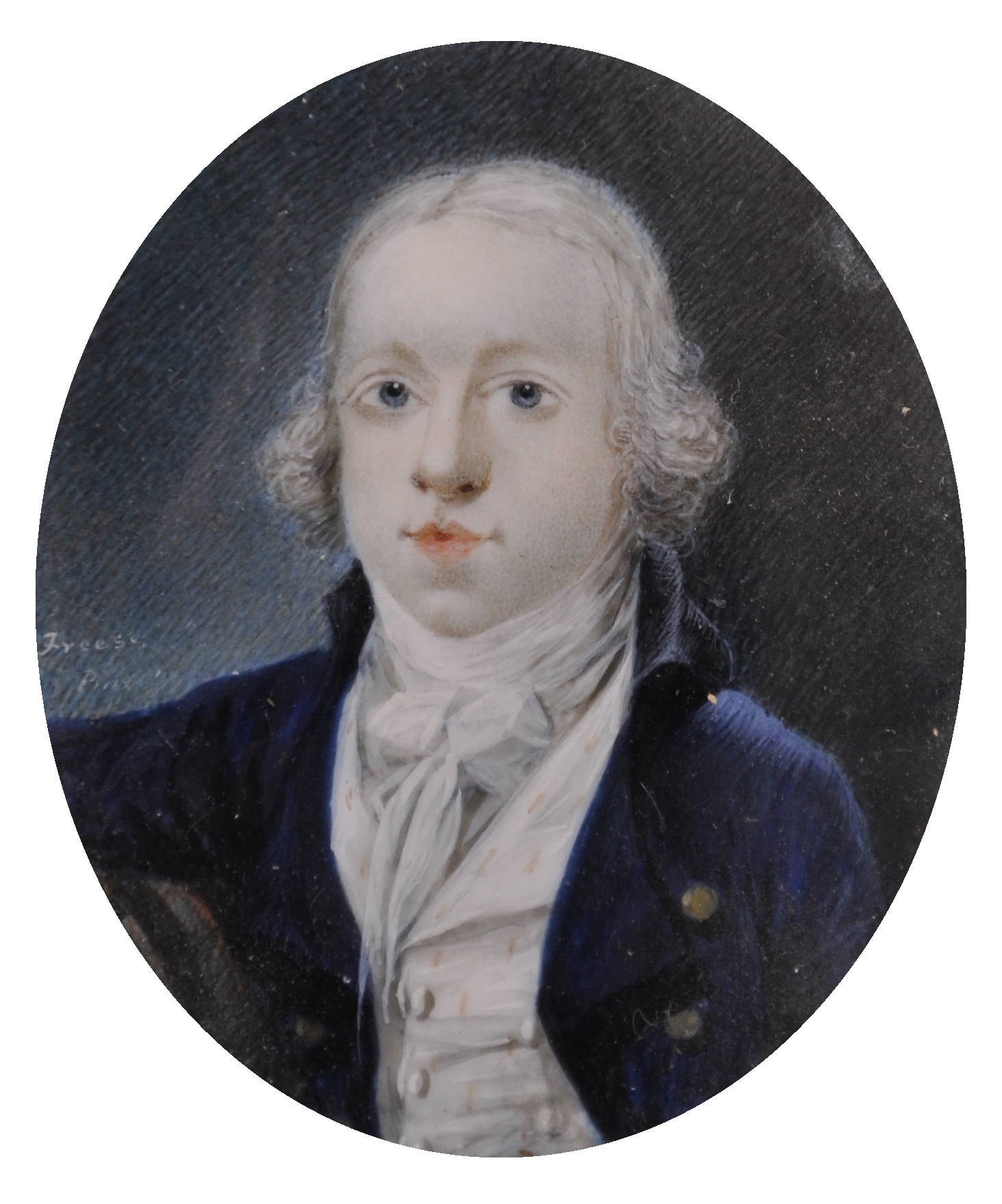 Nicholas Freese (act.1794-1814) British. Portrait of a Young Gentleman, Miniature, Signed, with