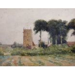 Attributed to Thomas Churchyard (1798-1865) British. A Village Church, Watercolour, 8” x 10.25” (