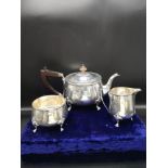 Silver Hall marked chester tea set makers James Deakin & Sons John & William F Deakin. 867 grams.
