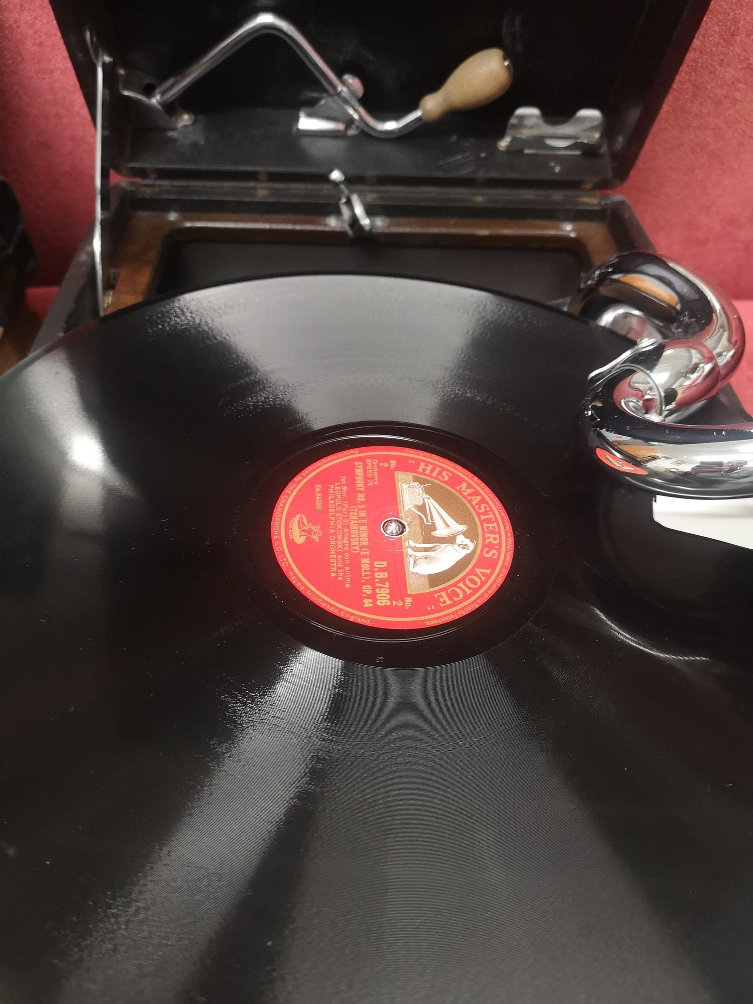 His masters voice gramaphone together with selection of gramaphone records. - Image 3 of 7