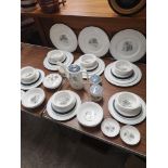 50 piece wedgewood suzie copper Glen mist dinner / soup set.