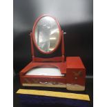 Small Contemporary Oriental lacquered dressing table mirror with drawer.