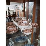 Copeland spode blue based marked tea for two set with cream jug and tea pot.