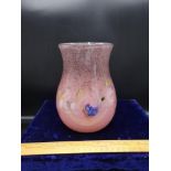 Possible vasart Scottish glass pink vase with multi colour swirls.