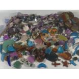 Massive lot of gemstone jewellery, jade, agate, coral, quartz etc.