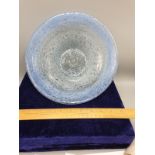 Large vasart signed bubble effect glass bowl.