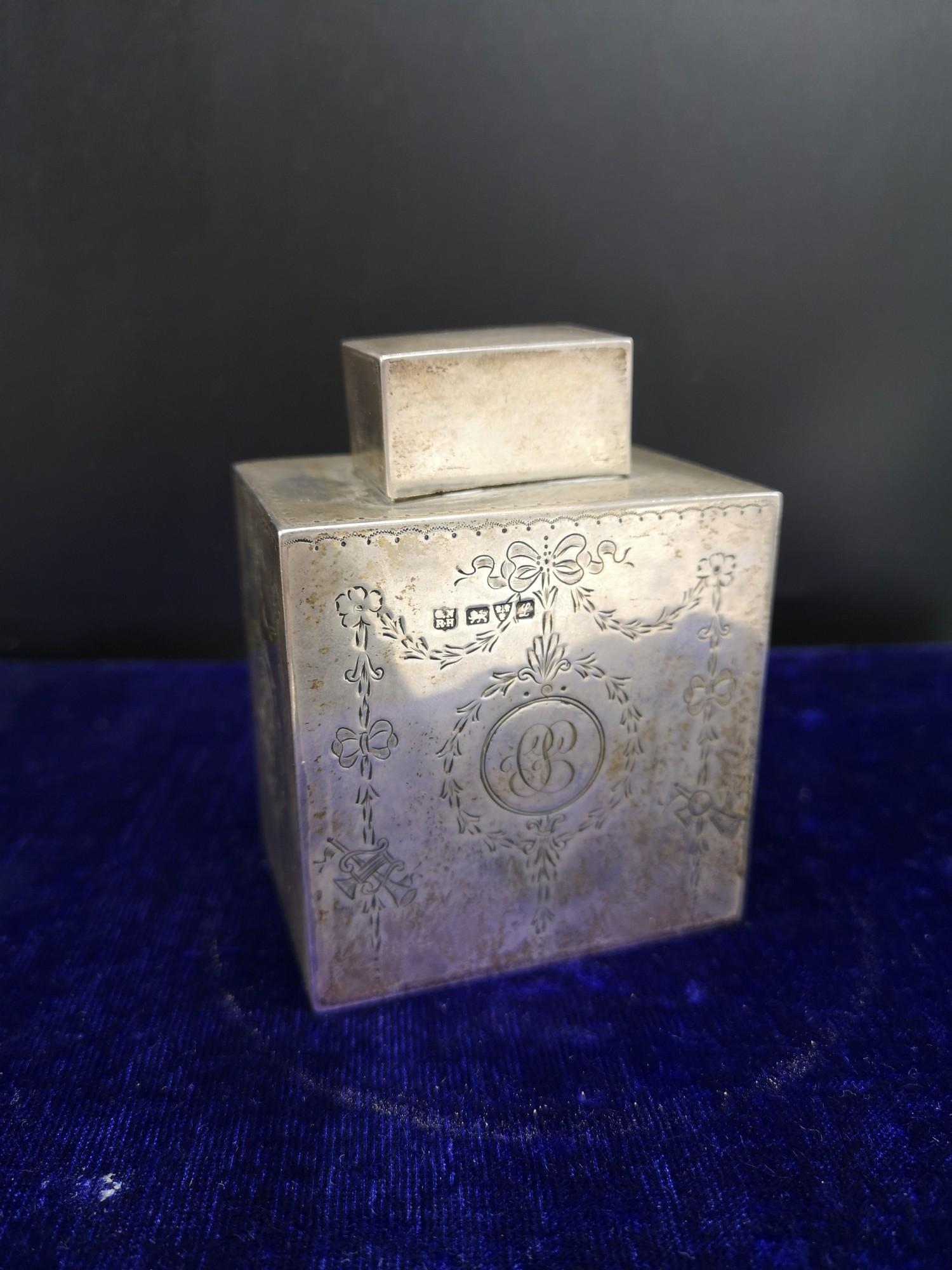 Chester silver Hall marked tea caddy.