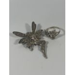 Silver Hall marked fairy brooch together with matching ring.