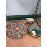 3 early pieces of doulton to include art nouveau plate.