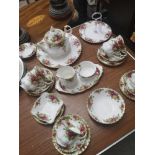 Large Royal Albert Old Country Roses tea set including tea pot and cake plates etc.
