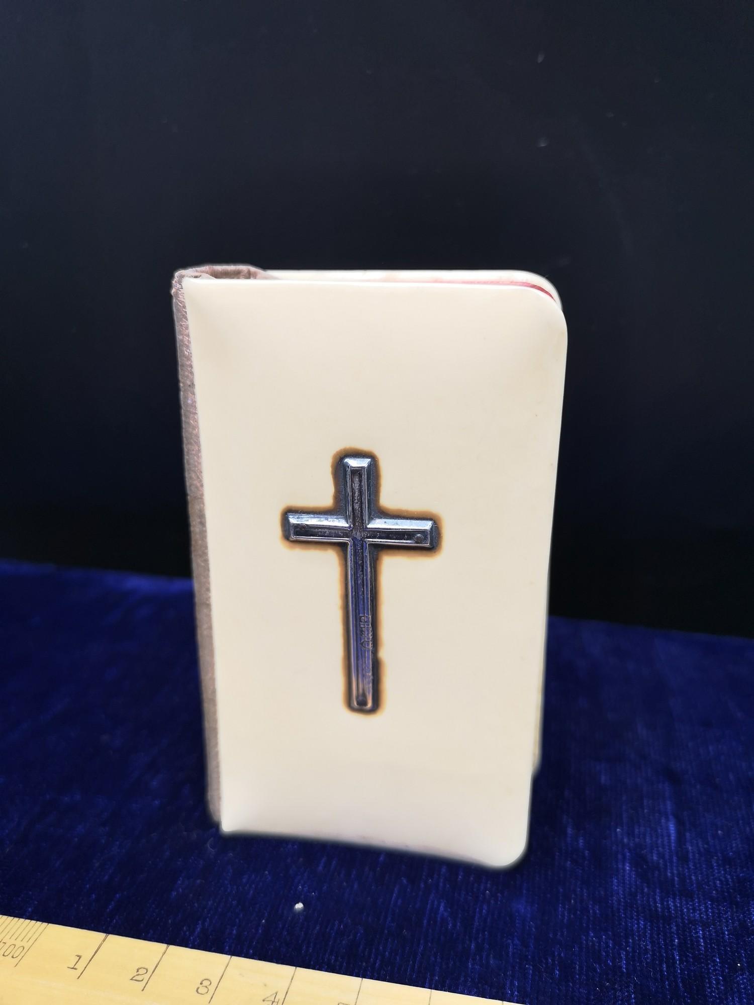 Victorian Bible with silver Hall marked cross.