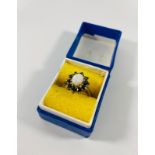 Gold on silver ring Hall Marked with sapphire and opal. size R. 2.7gr