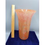 Rare Large stunning vasart Glass vase in orange design.
