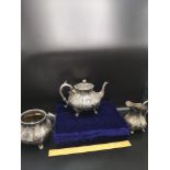 3 piece Edwardian silver plated tea set.