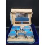 Vintage art deco enamel travel set in original box.