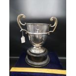 Large silver Hall marked presentation cup.