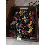 Large box of playworn vehicles.