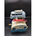 Vintage style voltswagon camper together with tin caravan..