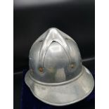 Rare Yugoslavian Aluminium Fire Helmet with Liner and Chin Strap.
