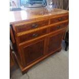 Reproduction slim line 4 drawer drop leaf sideboard with 2 doors.