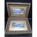 Pair of paintings in gilt frames.