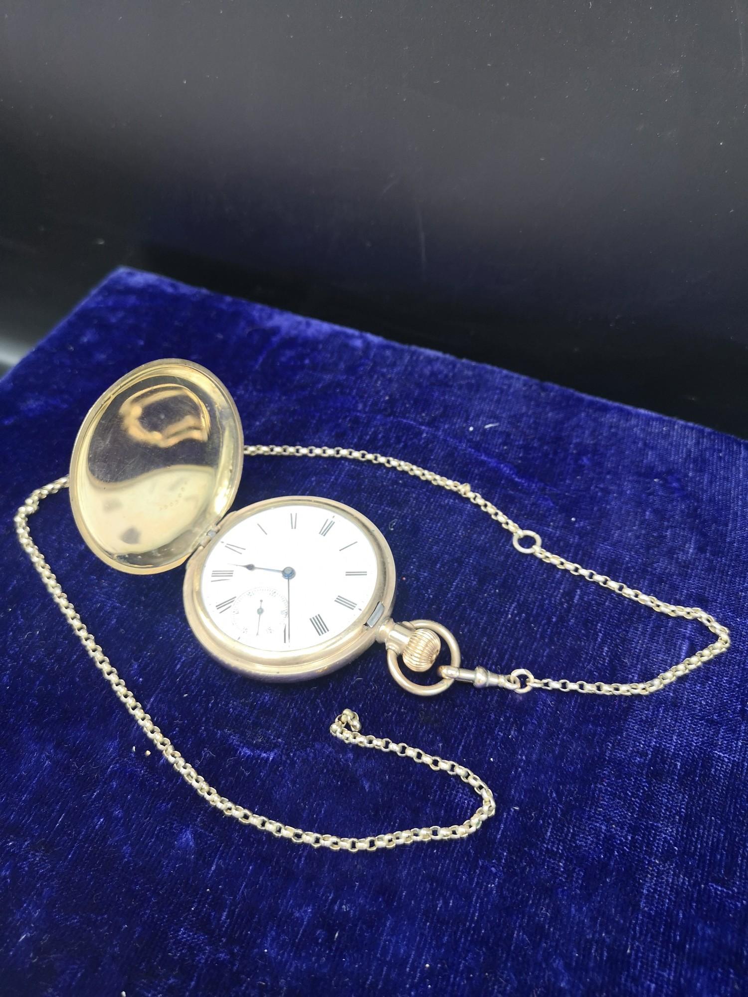 Keystone USA gold plated pocket watch with possibly gold Albert chain in working order. - Image 3 of 3