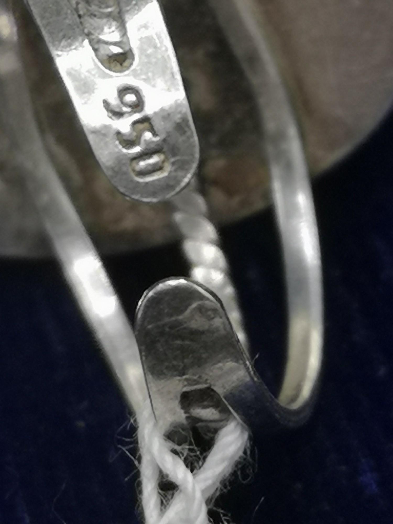 White metal tiger eye ring marked 950. - Image 2 of 3