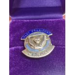 Silver Hall marked badge depicting sorotomist International association badge.