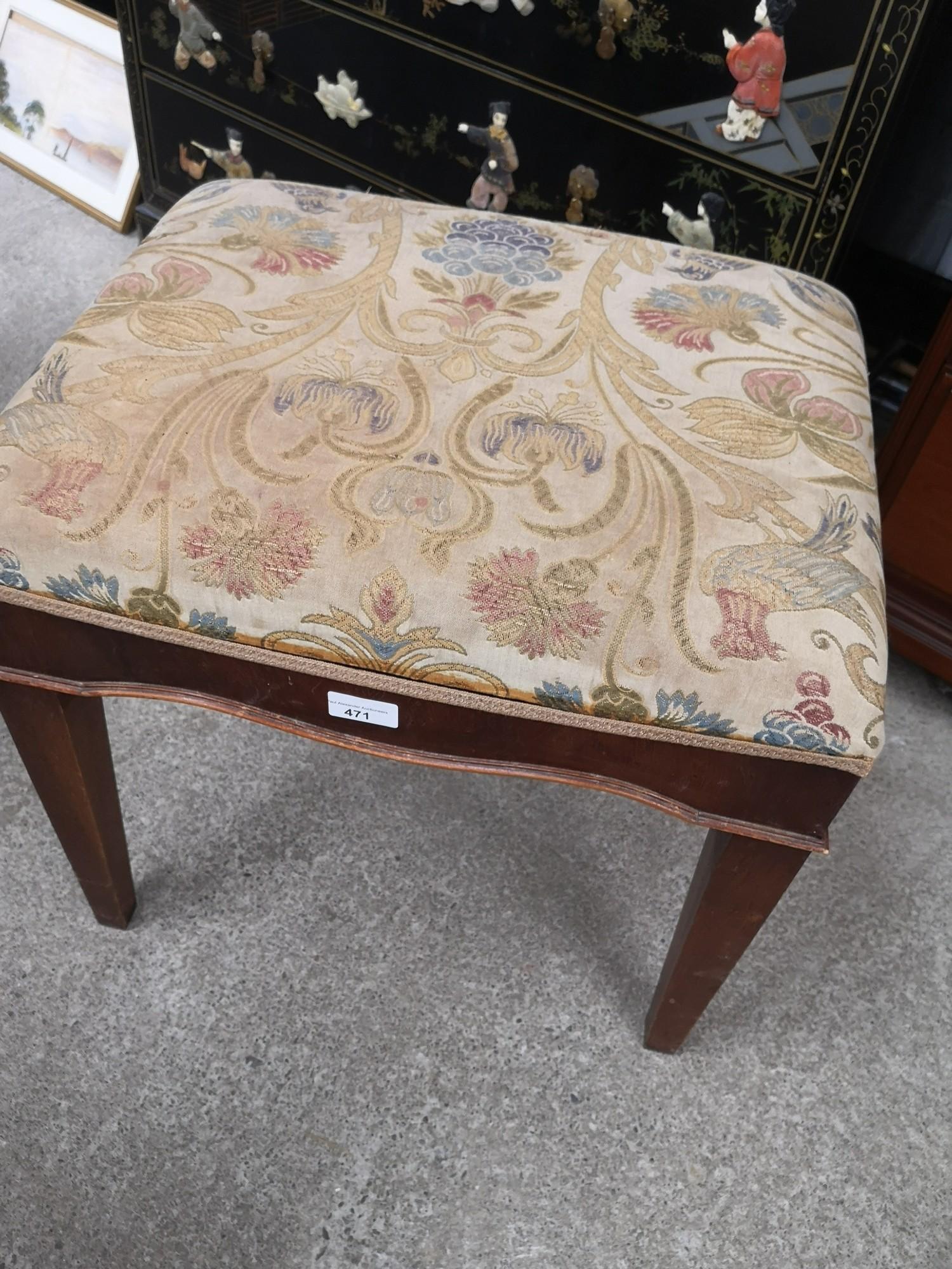 Edwardian period piano stool with art deco style upholstery. - Image 2 of 3
