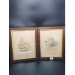 Pair of 19th century monk water colour in oak frames.
