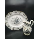 10th May 1841 souvenir rigways porcelain large platter together with matching jug.
