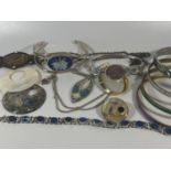 Mother of pearl & abalone jewellery including Mexican silver.