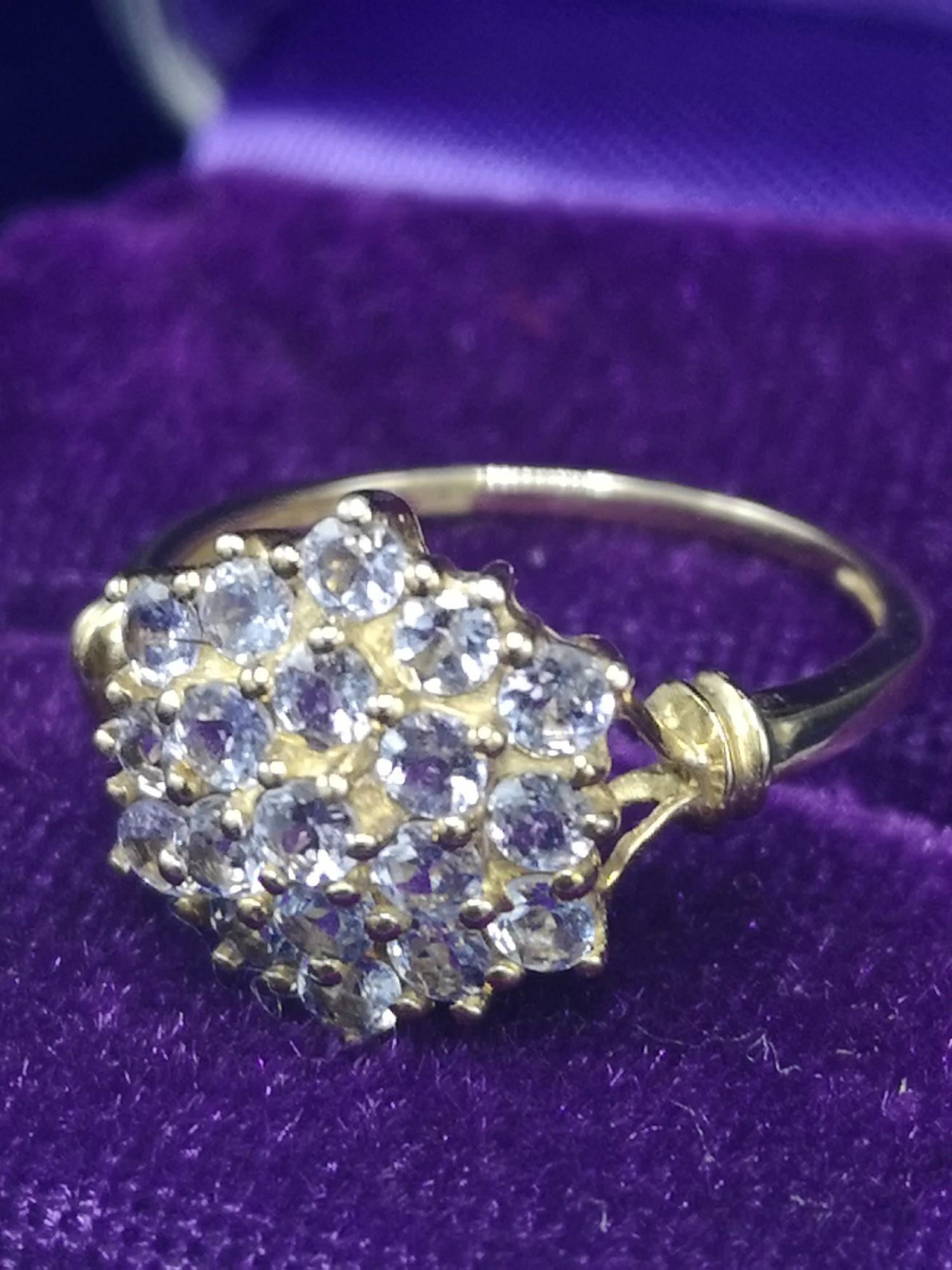 9ct gold purple cluster ring 375 Hall Marked ring