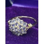 9ct gold purple cluster ring 375 Hall Marked ring