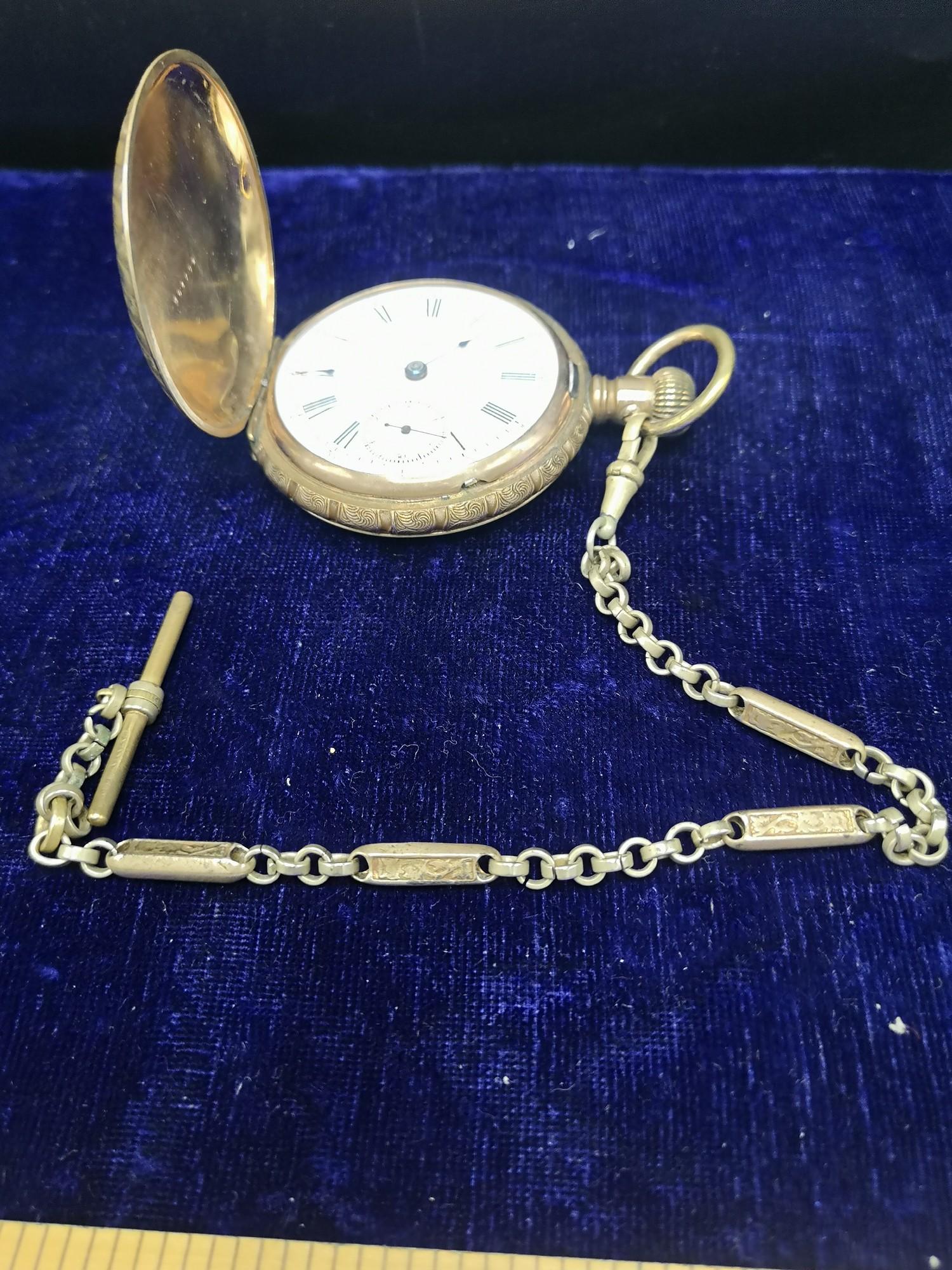 Gold plated Fenton watch company full hunter pocket with Albert chain. - Image 2 of 4
