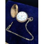 Gold plated Fenton watch company full hunter pocket with Albert chain.
