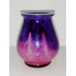 Early monart glass vase in pink, deep purple with white liner in stunning condition. Shape RA 5