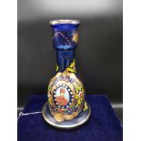 Large cobalt blue glass Russian decanter depicting the Tsar Alexander.